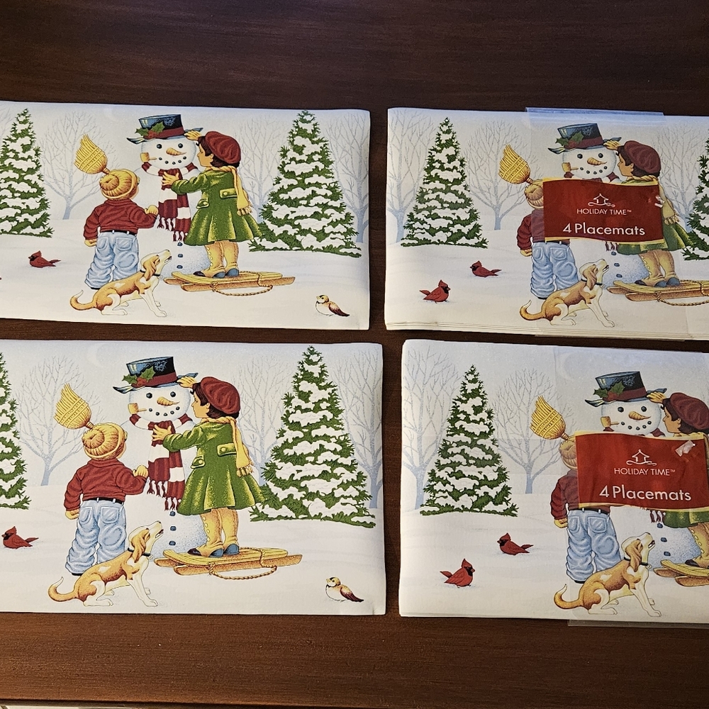 10 Winter Wipeable Placemats Kids Snowman
